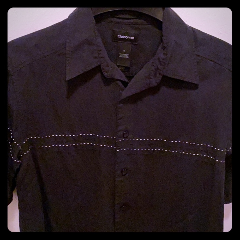 Liz Claiborne Black Silk Short-Sleeve Shirt - Med